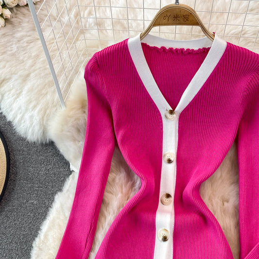 Waist down cardigan knitted bag hip bottomed dress 3749