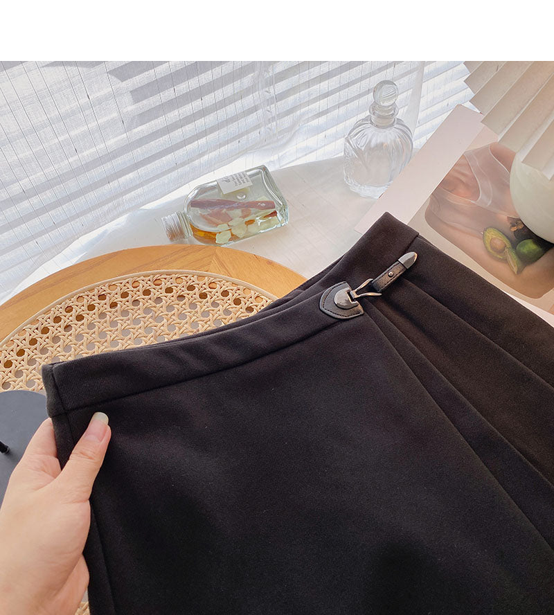 Design sense niche personality slim high waist A-line skirt 5434