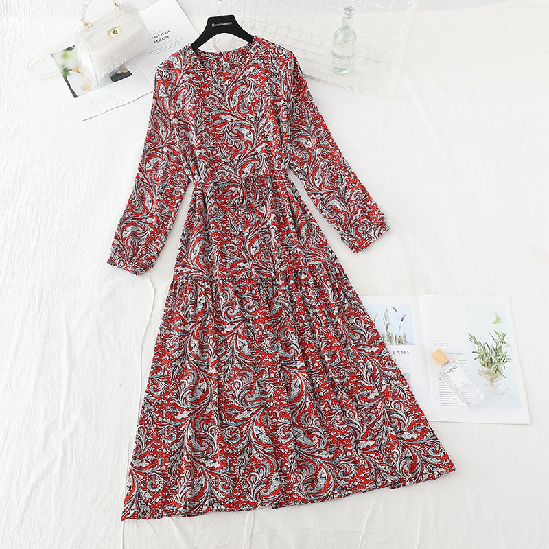 Gentle wind closing waist shows thin lace up temperament long skirt 3888