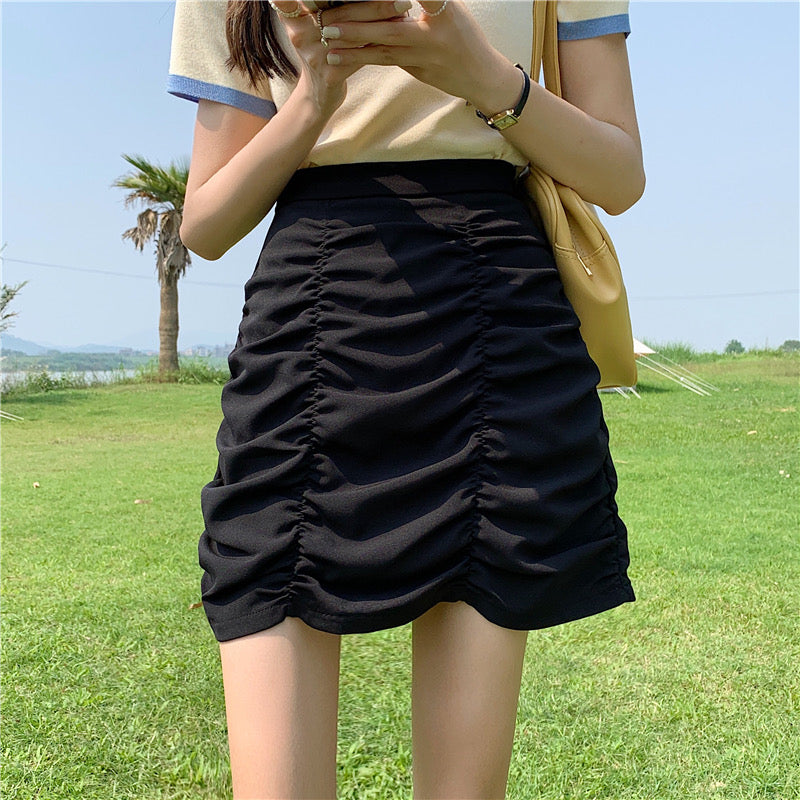Black skirt, summer, new style, high-waisted skirt, slim bodycon A-line skirt 3651