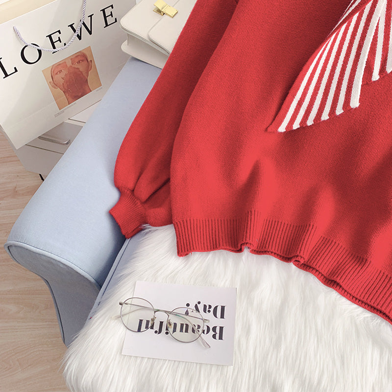 College style sweater women's loose Pullover Sweater Top 5090