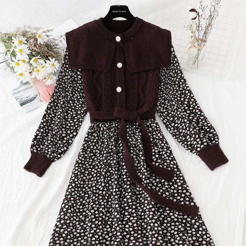 Corduroy French Kikyo floral skirt is thin and bottomed 4069