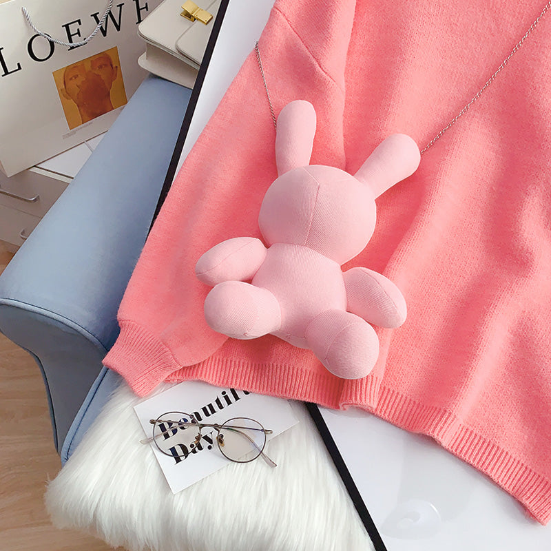 Pink cute doll rabbit sweater sweater sweater 5066