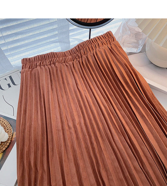 Retro port style leisure A-shaped high waist mid length skirt 5733
