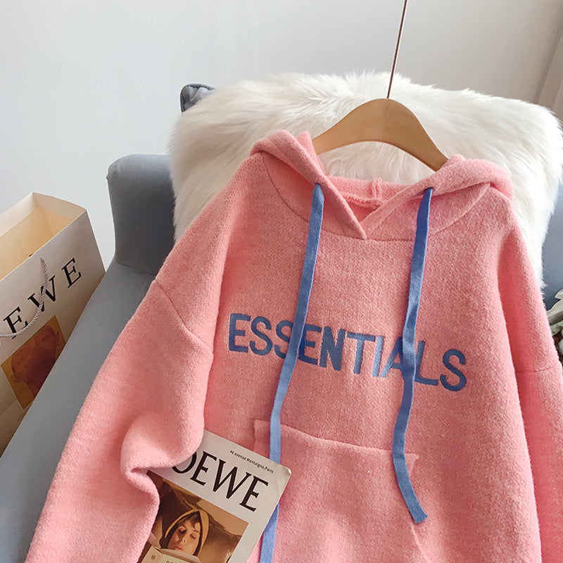 Lazy letter embroidered Hoodie sweater 5158