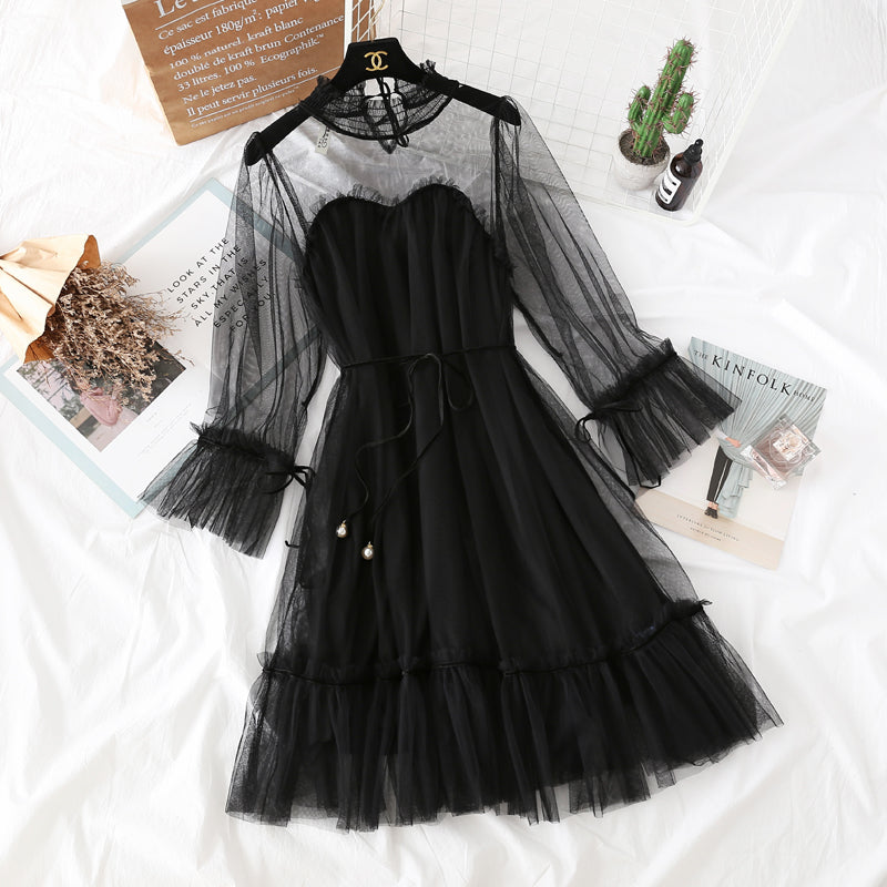 Lace mesh dress girl's heart is thin fairy skirt 4319
