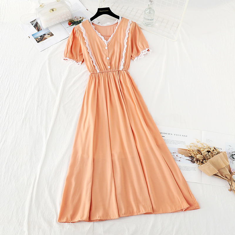 The new waist is slim, French gentle skirt Fairy 4642