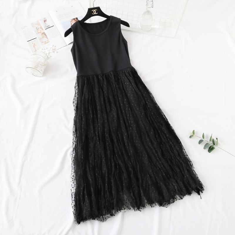 Loose dress with long skirt and lace dress for women 4098