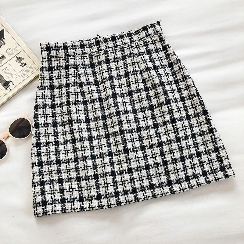 Sweet plaid skirt, retro, slim and anti light A-line skirt 5308