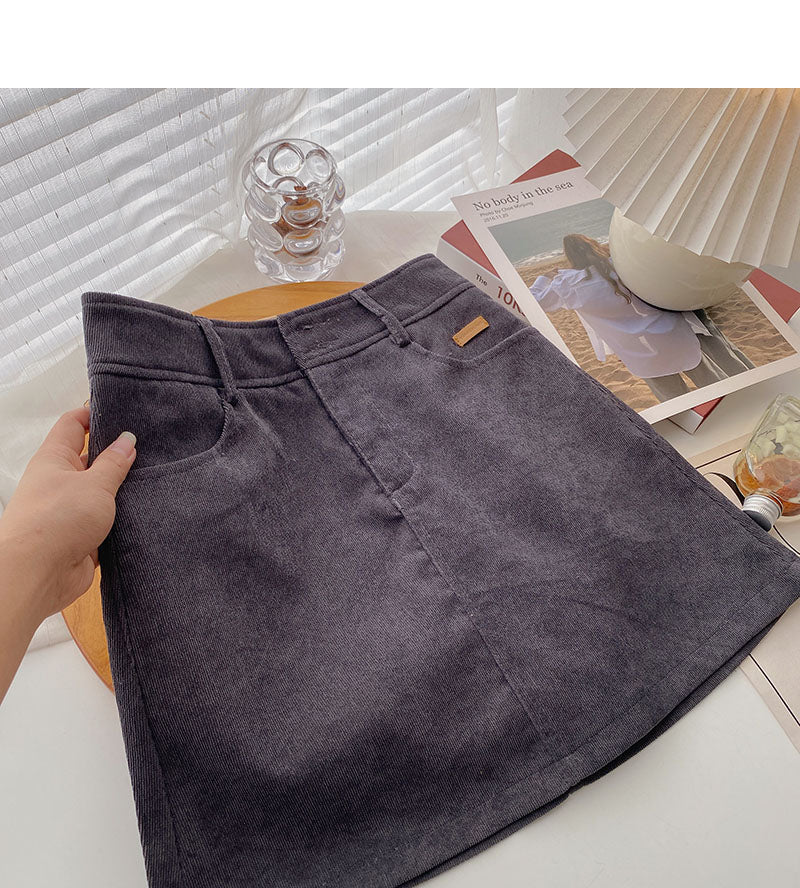 New Korean style Hong Kong style leisure solid color high waist skirt 5430