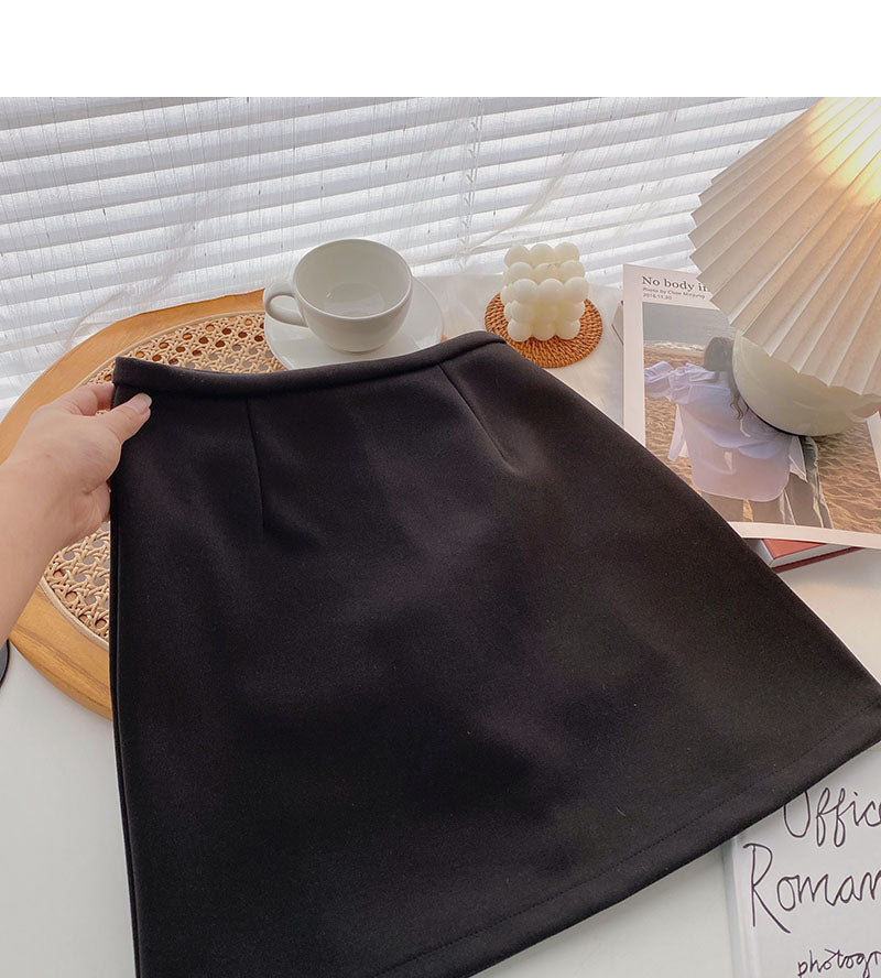New high waist slim casual versatile small A-line skirt 5421