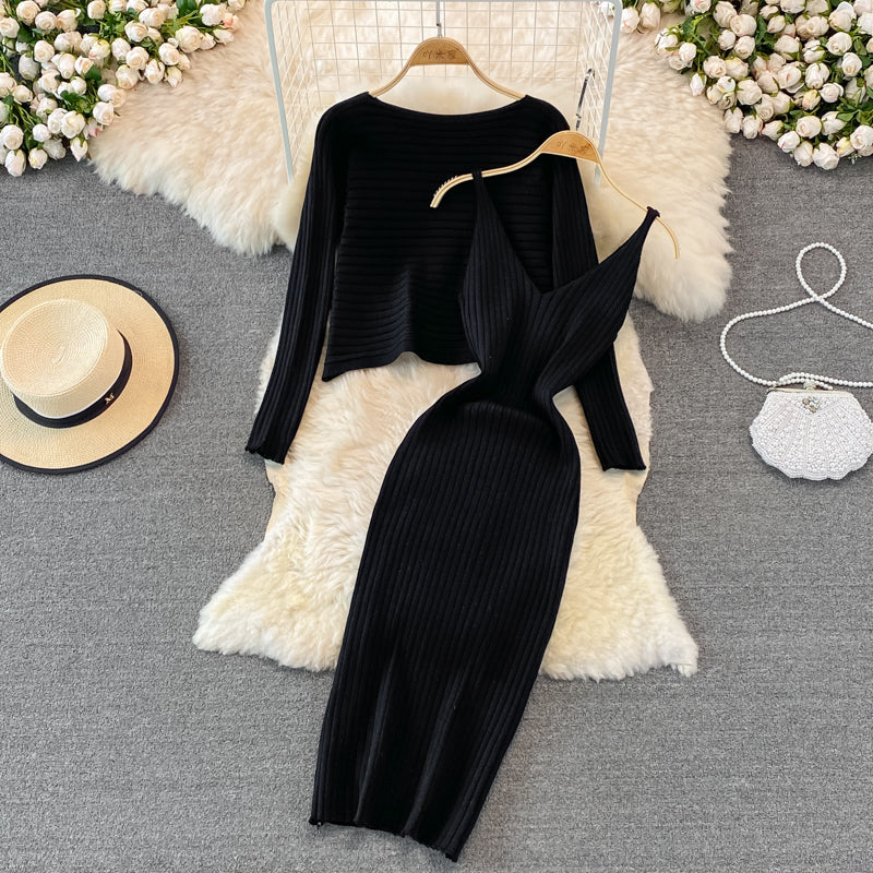 Slim knit suspender dress 3763