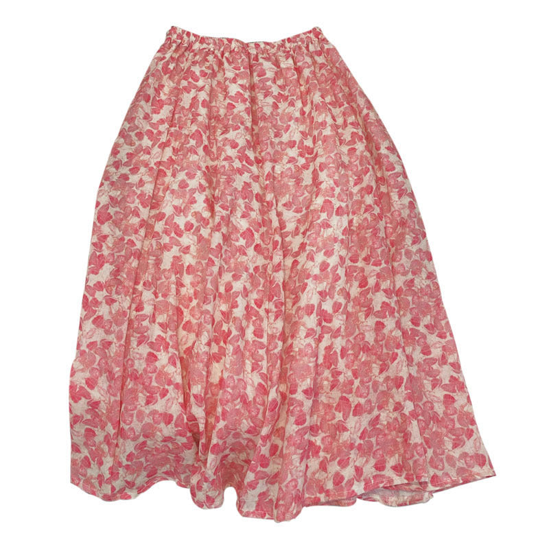 Ramie, leaf floral A-line skirt 3568