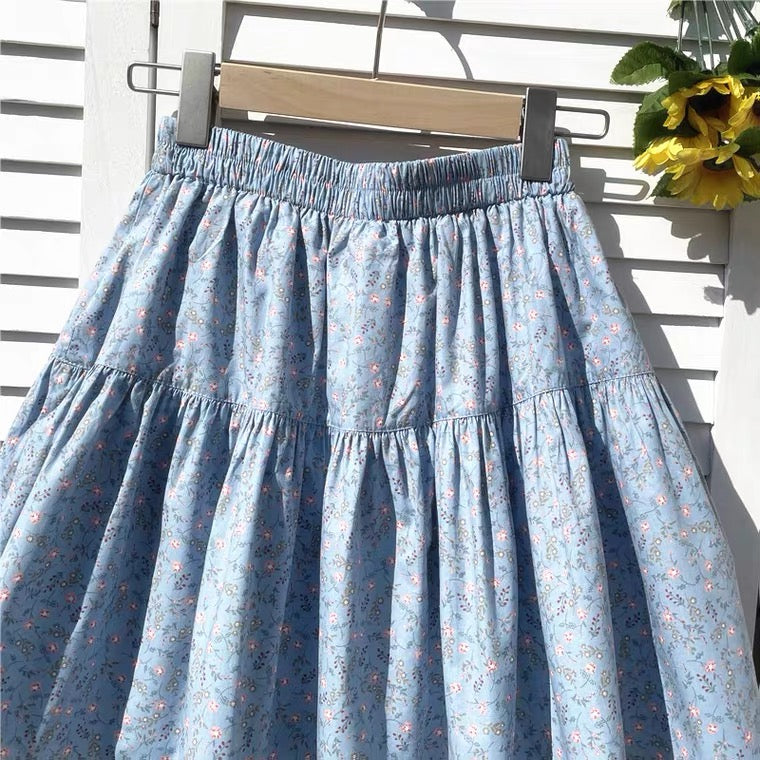 High waist floral skirt, fresh pleated skirt, short mini skirt 3582