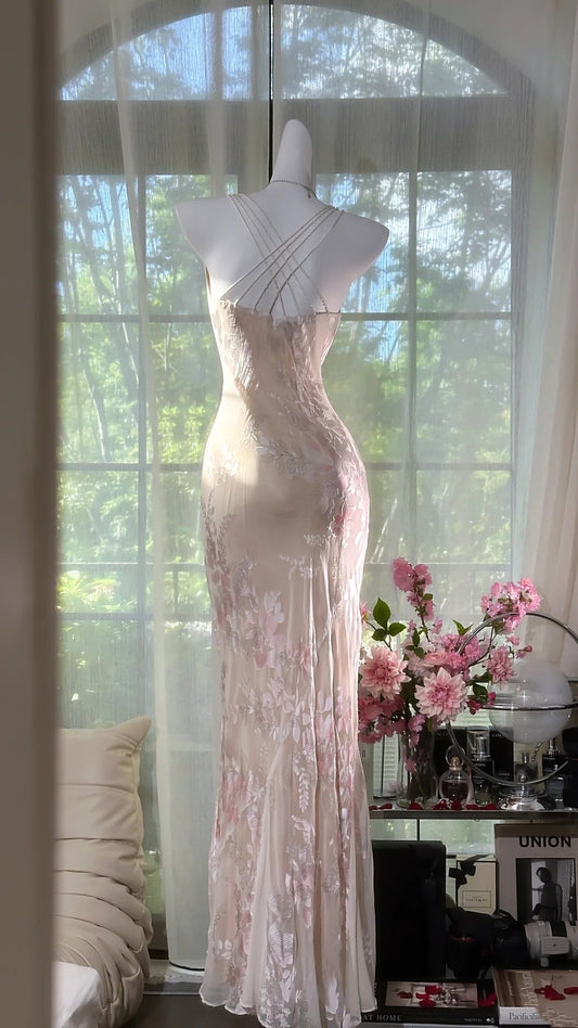 White light pink floral fashion sexy elegant satin long prom dress evening gown wedding party dress gh4846