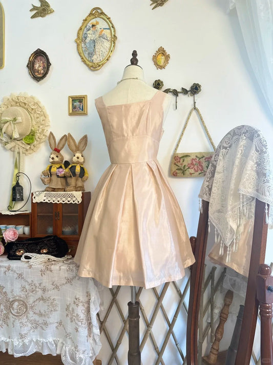 Girlhomeshops-Pink satin vintage short homecoming dress birthday dress birthday dress gh5213