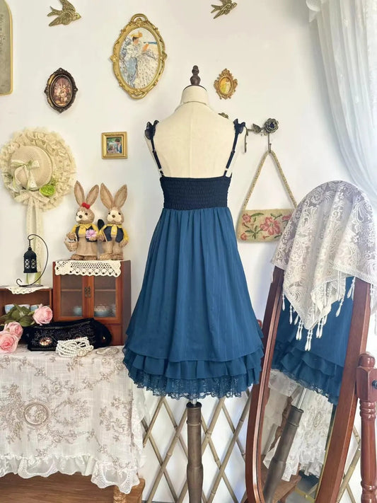 Girlhomeshops-Navy blue vintage short chiffon homecoming dress birthday dress gh5223