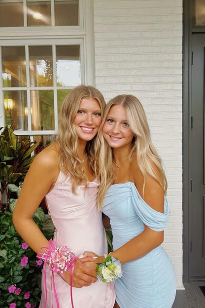 Sexy Fitted Off-Shoulder Sleeveless Pleated Evening Homecoming Dress