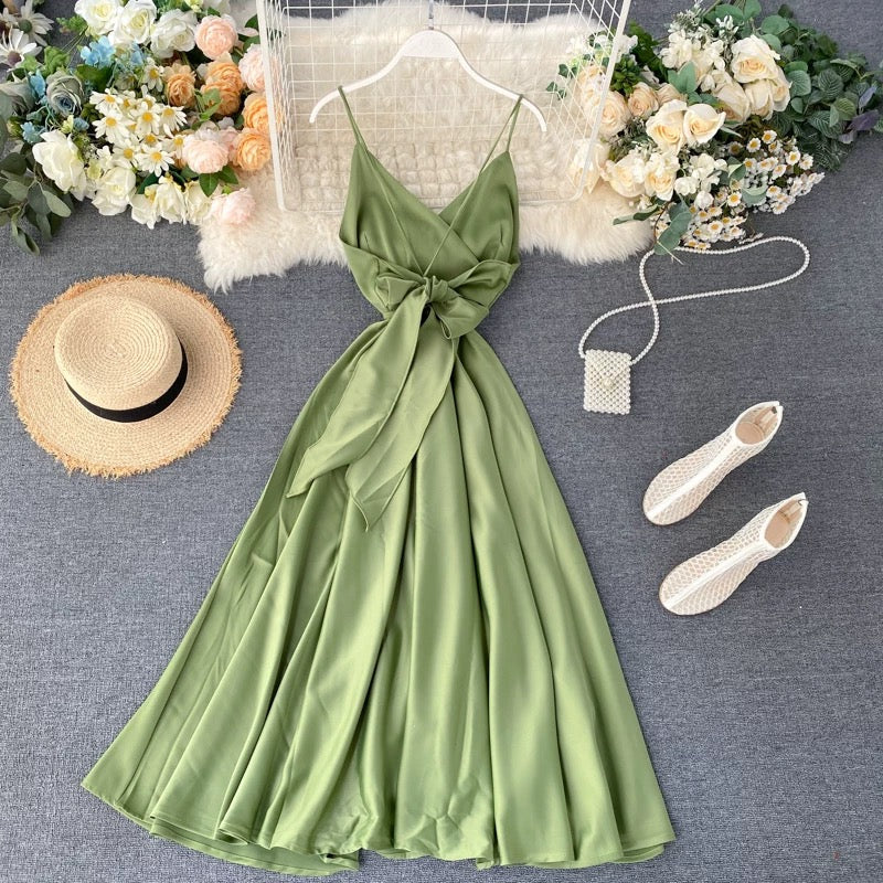 Stylish v neck backless dress summer dress 045