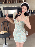 New Fashion 3D Flowers Design A-line Square Collar Floral Dress TP3422