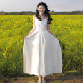 Simple Fashion White Lace Design A-line Beach Holiday Spaghetti Strap Dress TP3385