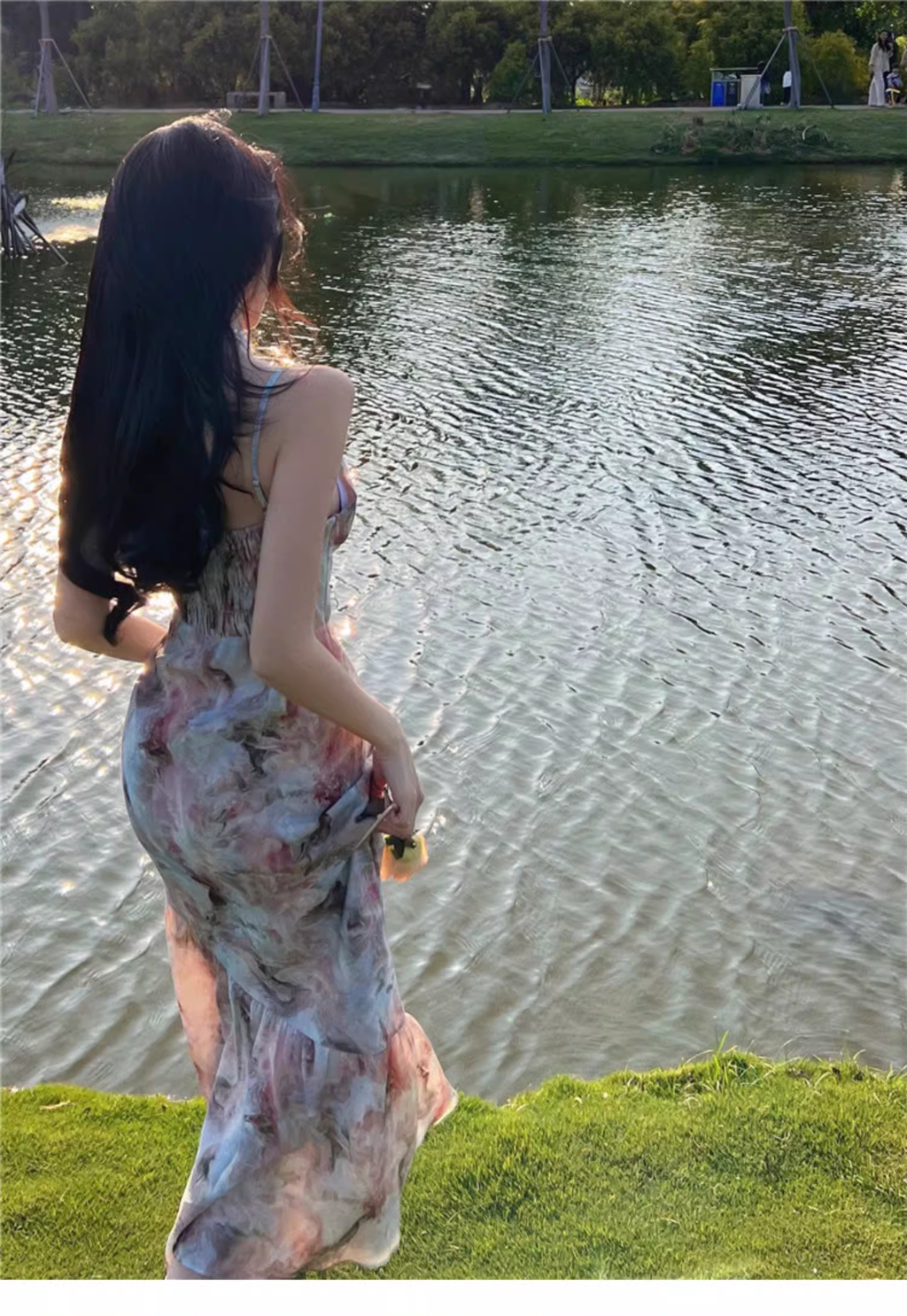 New Fashion Elegant Floral Design Mermaid Spaghetti Strap Dress TP3021
