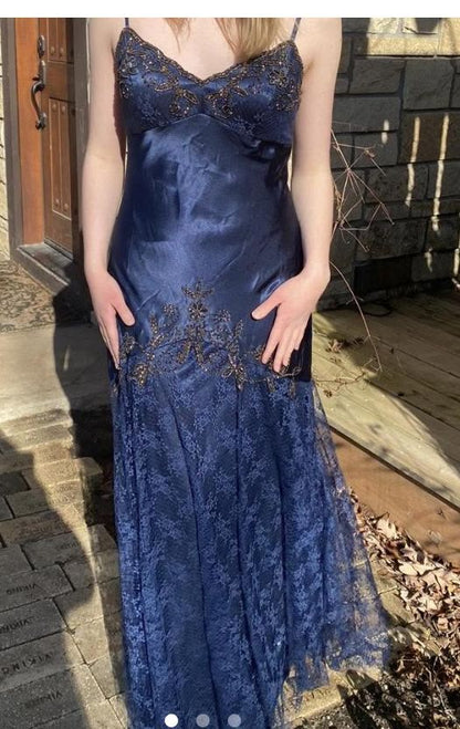 Purple Gorgeous Exquisite Applique Beading Spaghetti Strap Long Lace Ball Gown Evening Dress gh3174