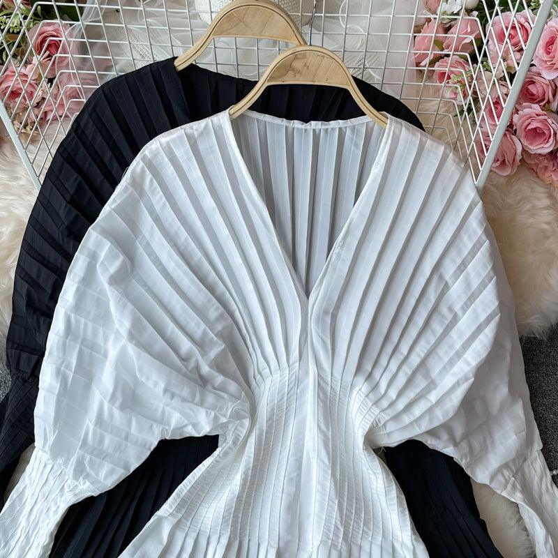 Unique V Neck Long Sleeve Dress Fashion Dress  10911