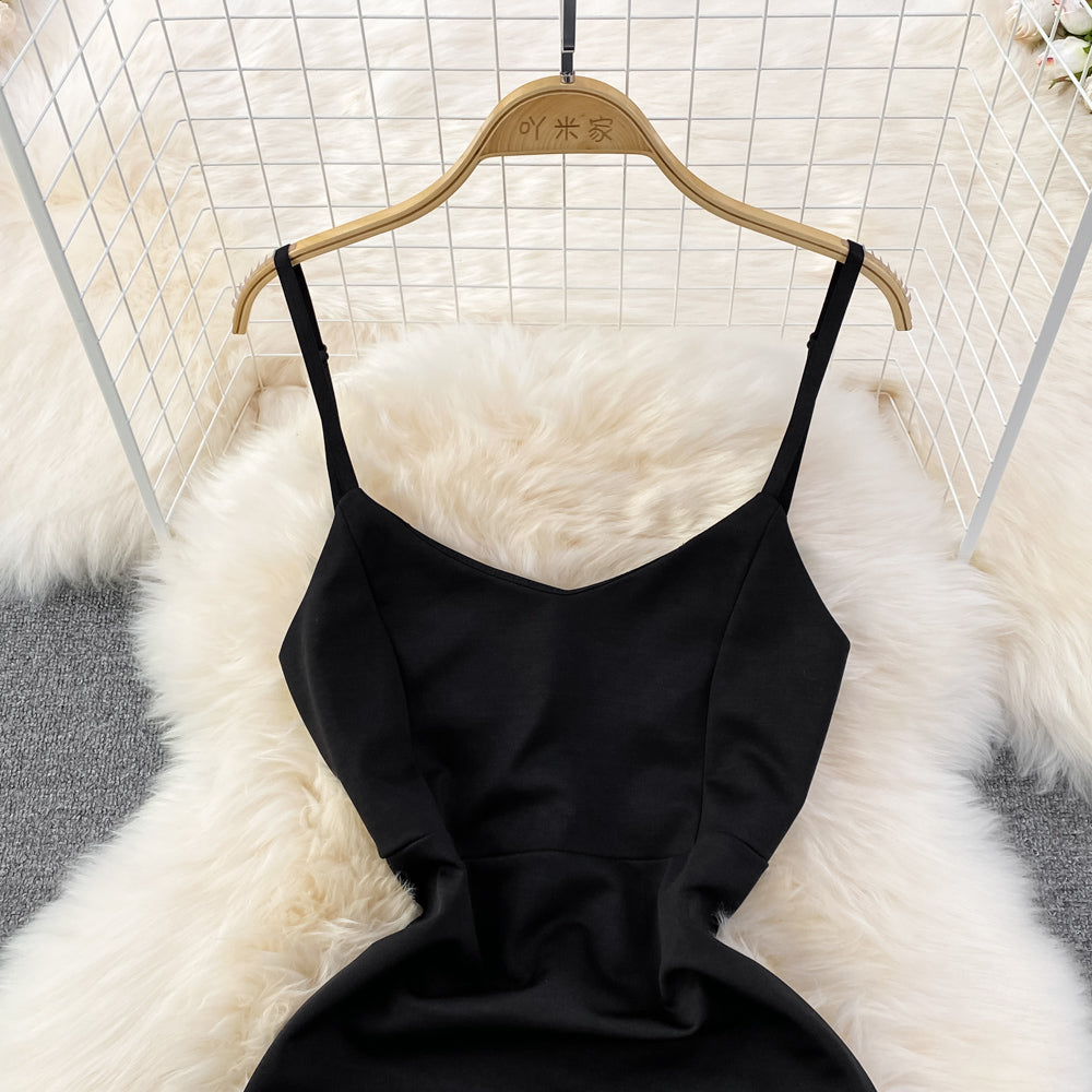 Sleeveless diamond studded tassel irregular Hip Wrap short dress  11153