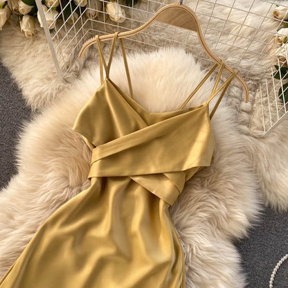 Cute Satin Short A Line Dress Fashion Dress  10944