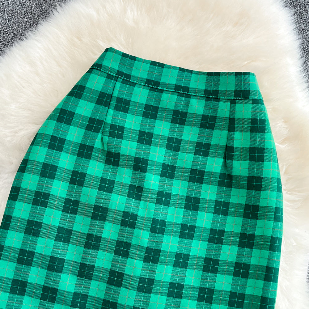 Age reducing college style leisure plaid skirt A-line skirt Hip Wrap Skirt  11269