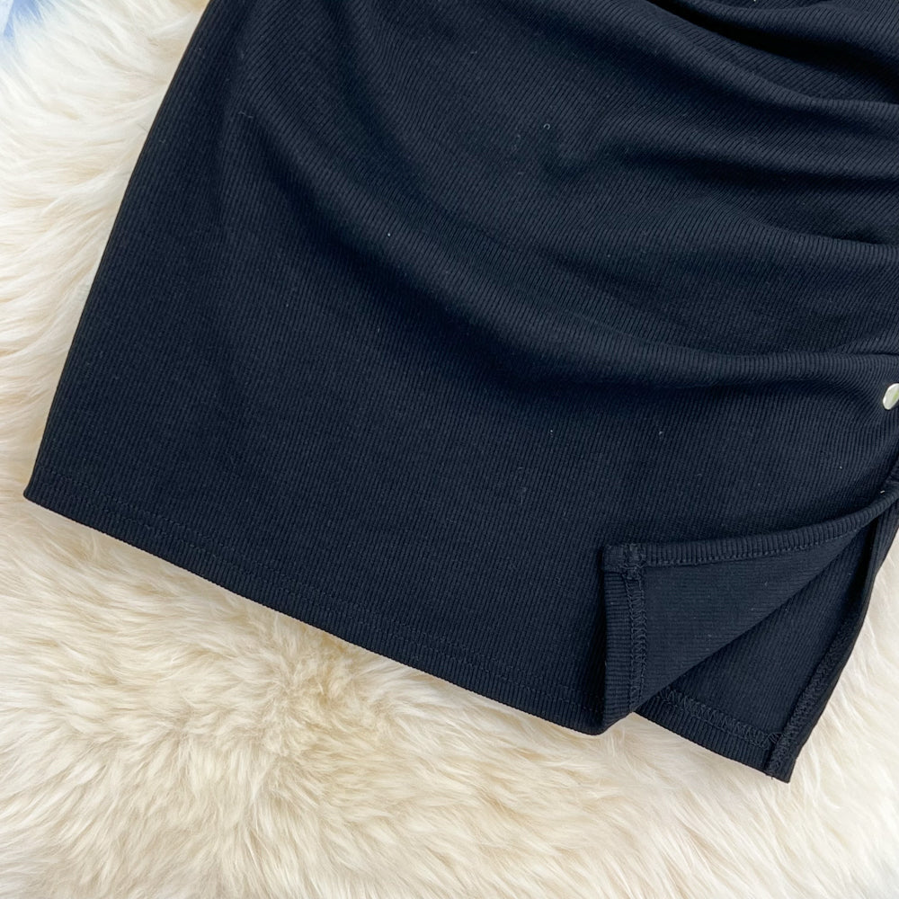 Versatile split hip short skirt women's sexy slim A-line skirt  11272