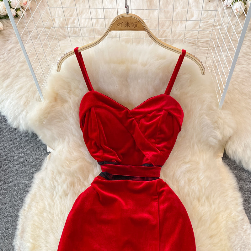 Sexy Velvet Long Dress Fashion Dress  10935