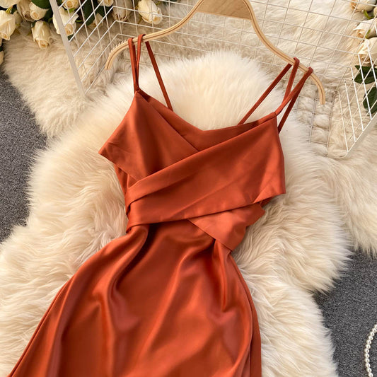 Cute Satin Short A Line Dress Fashion Dress  10944