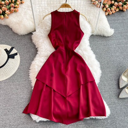 Red V Neck Short Dress Fashion Dress  10939