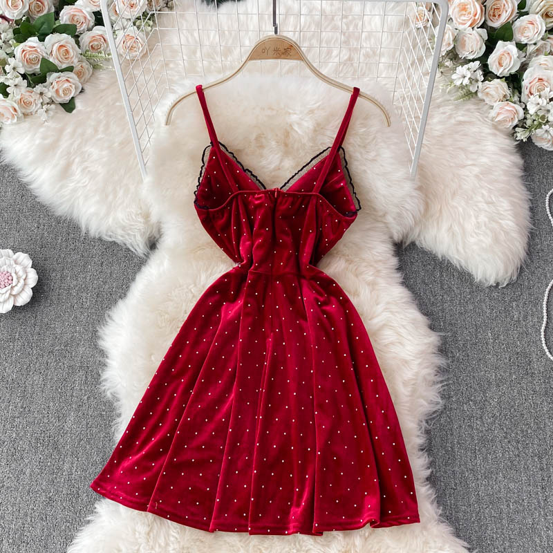 Sexy V Neck Short A Line Dress Fashion Dress  10893
