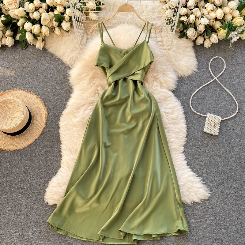 Cute Satin Short A Line Dress Fashion Dress  10944