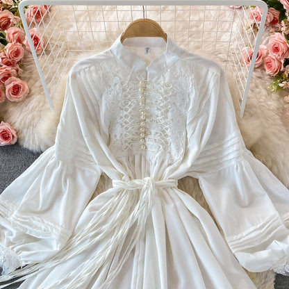 Sweet Lace Long Sleeve Dress Fashion Dress  10744