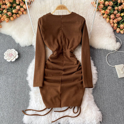 Sexy V Neck Long Sleeve Dress Fashion Dress  10842