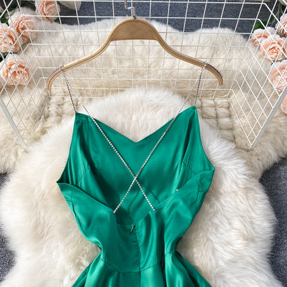 Cute A Line Irregular Dress Green Fashion Dress  10788