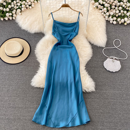 Simple Satin Short Dress Fashion Dress  10792
