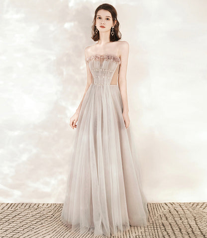 Cute tulle long A line prom dress evening dress  10544
