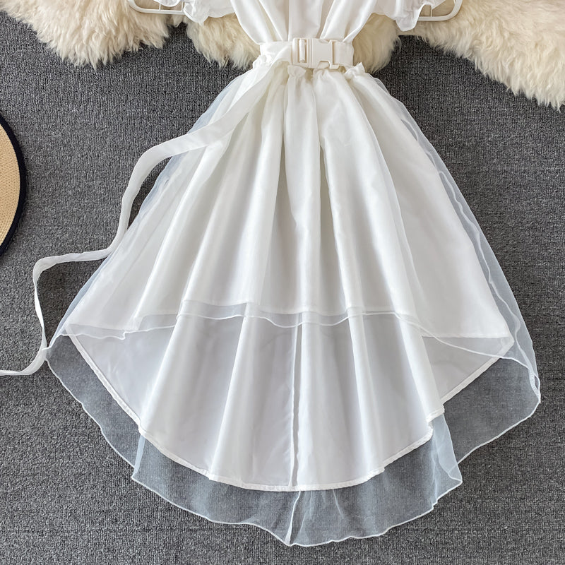 A Line High Low Dress White Fashion Dress Black A Line Dress  10678