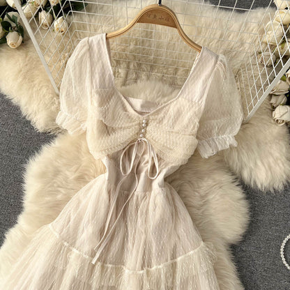 A Line Chiffon Lace Long Sleeve Dress Fashion Dress  10720