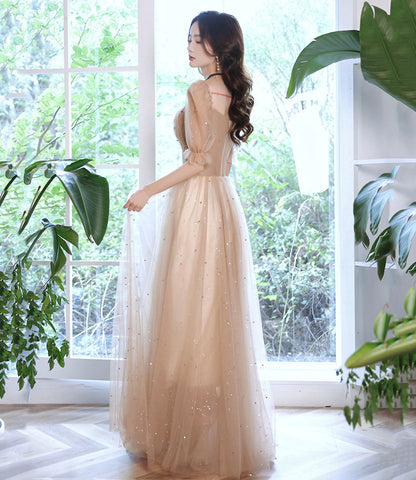 Cute tulle long prom dress A line evening dress  10430