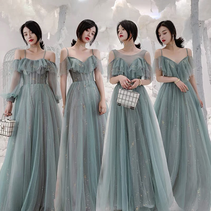 Cute tulle long A ine prom dress evening gown  10137