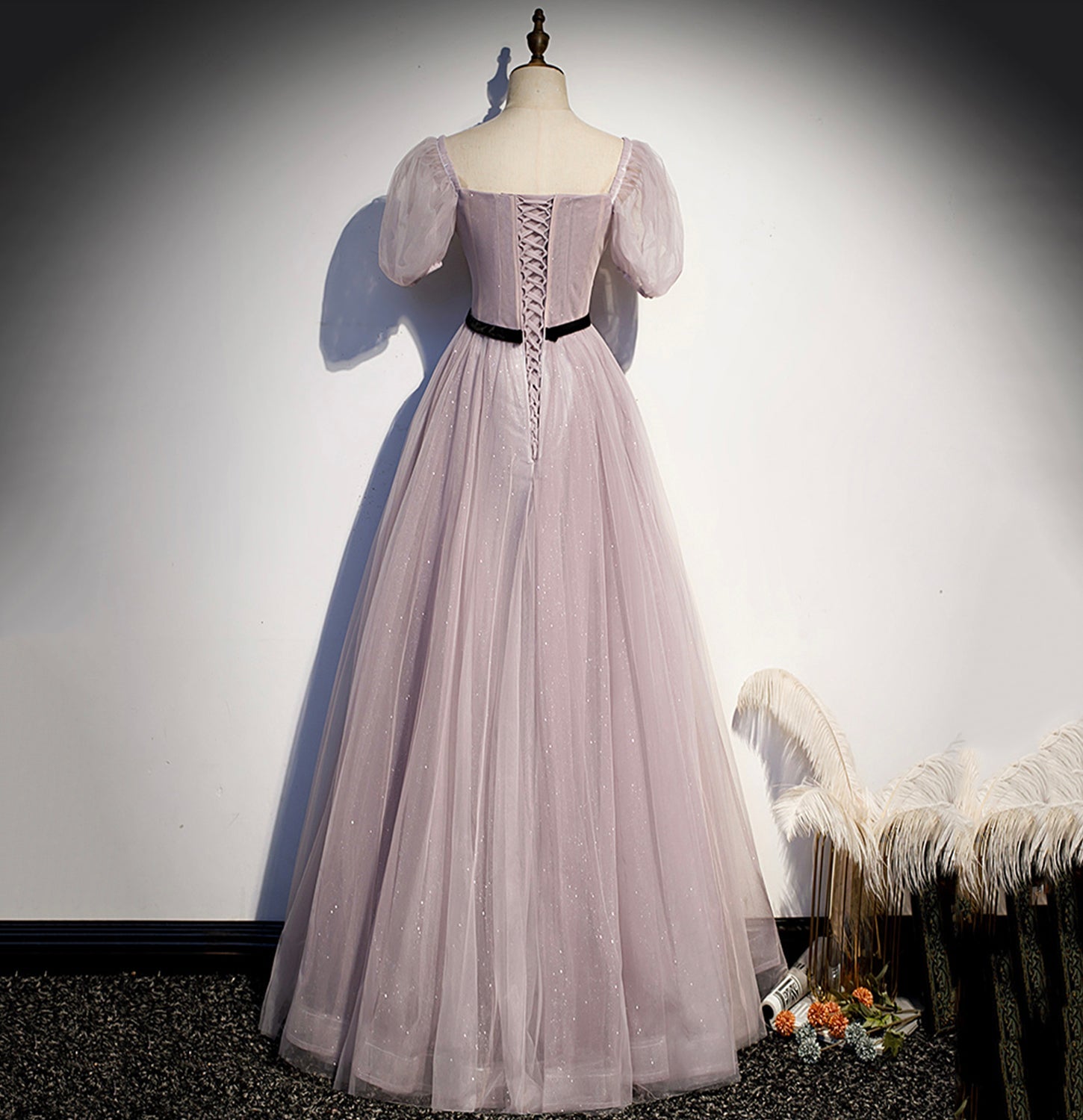 Cute tulle long A line prom dress evening gown  10039