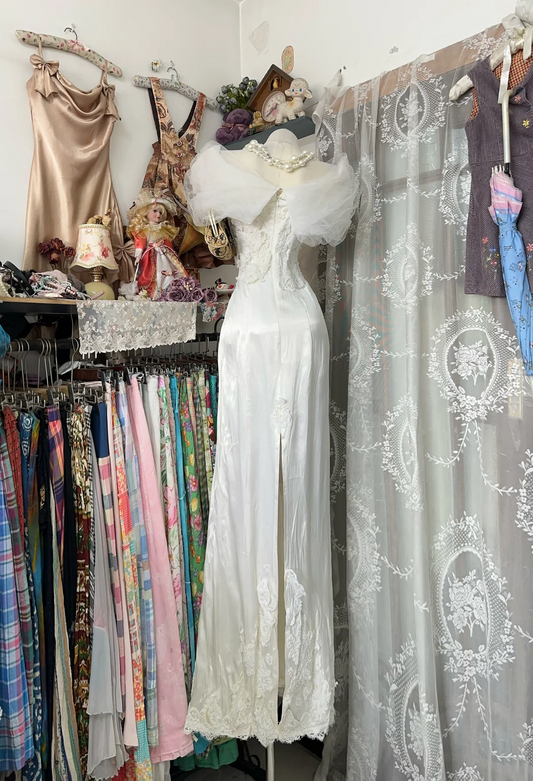 White Off-the-Shoulder Retro Tulle Fitted Waist Slim Elegant Prom Dress, Evening Gown gh7198