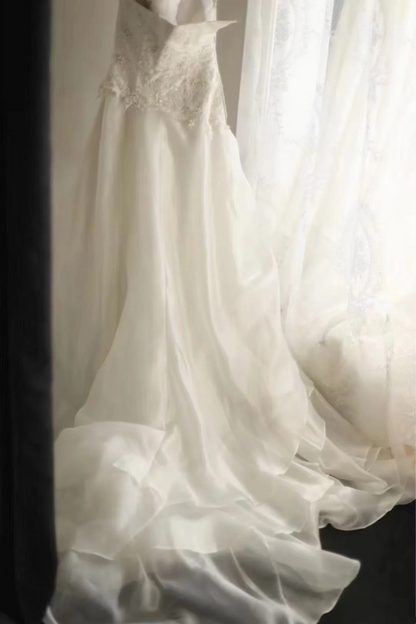 White strapless fitted waist vintage-style elegant ball gown, evening gown gh7127