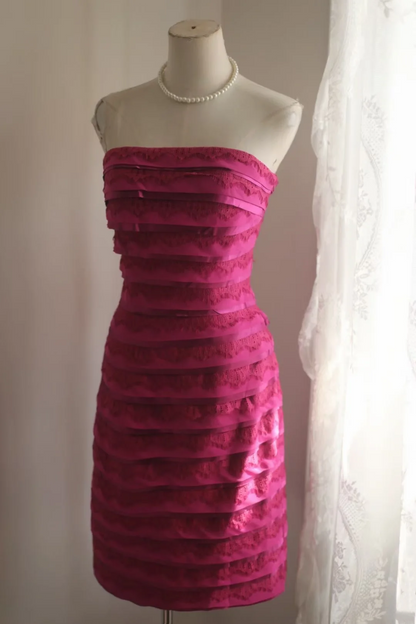 Rose pink strapless shawl vintage elegant short ball gown, evening ball dress gh7128